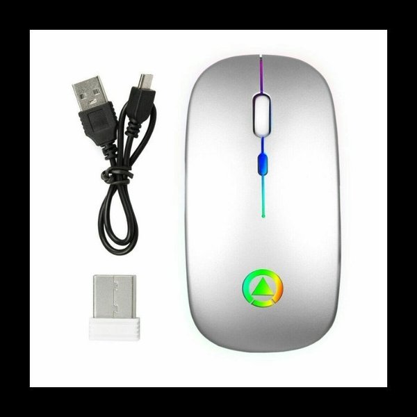 Sanoxy 2.4GHz Wireless Optical Mouse USB Rechargeable RGB Cordless Mice For PC Laptop Silver SANOXY-USB-RCH-MS-SLV
